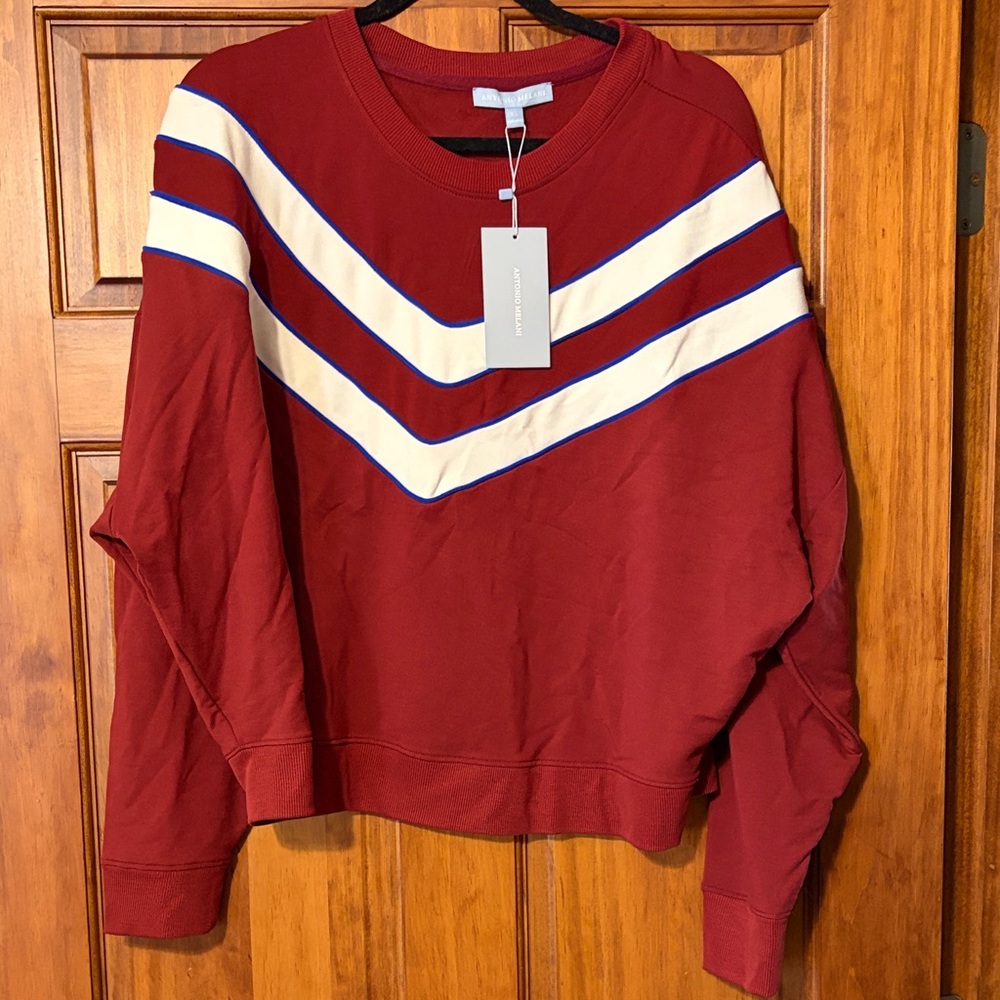 ANTONIO MELANI Red Chevron Crew Neck Sweater